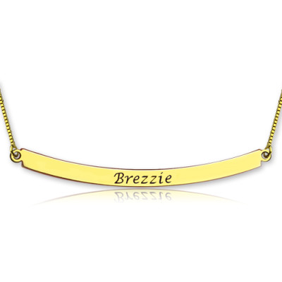 Personalized 18ct Gold Plated Curved Bar Necklace - Handmade By AOL Special