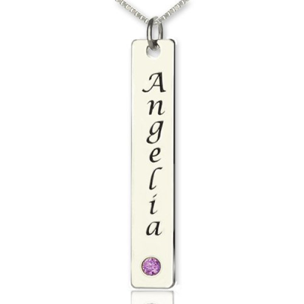 Vertical Bar Necklace Name Tag Silver - Handmade By AOL Special