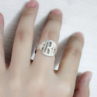 Sterling Silver Block Monogram Ring Gifts - Handmade By AOL Special