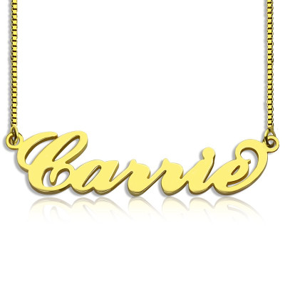 Gold Plated Sex and The City Carrie Name Necklace Box Chain - Handmade By AOL Special