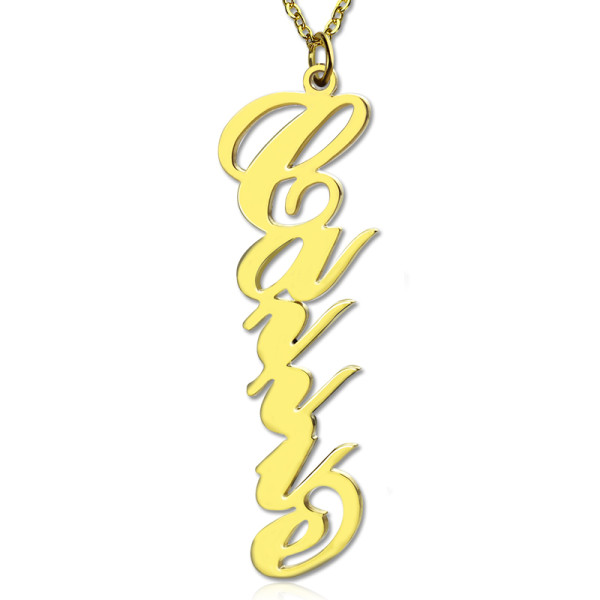 Solid Gold 18ct Personalized Vertical Carrie Style Name Necklace - Handmade By AOL Special