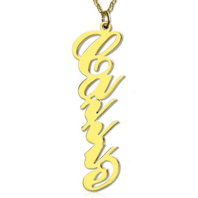 Vertical Carrie Name Plate Necklace 18ct Gold Plated - Handmade By AOL Special