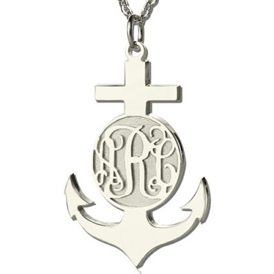 Sterling Silver Anchor Monogram Initial Necklace - Handmade By AOL Special