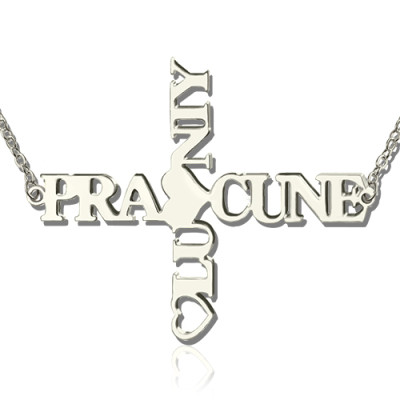 Personalized Two Name Cross Necklace Sterling Silver - Handmade By AOL Special