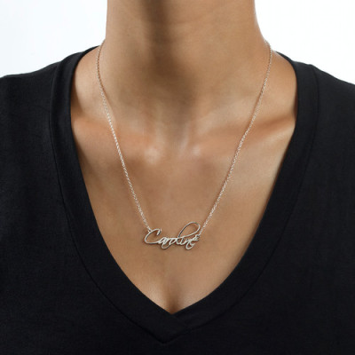 Sterling Silver Calligraphy Name Necklace - Handmade By AOL Special