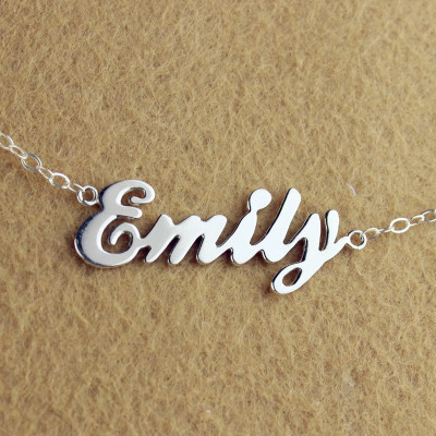 Custom Cursive Name Necklace Sterling Silver - Handmade By AOL Special