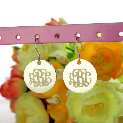 Disc Signet Monogrammed Earrings Sterling Silver - Handmade By AOL Special