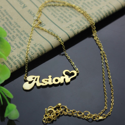Custom Name Necklace in18ct Gold Plated with Heart - Handmade By AOL Special