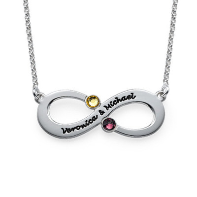 Couple's Infinity Necklace with Birthstones - Handmade By AOL Special