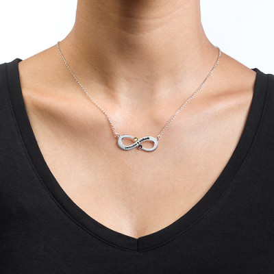 Couple's Infinity Necklace with Birthstones - Handmade By AOL Special