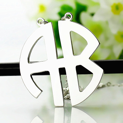 Personailzed Silver Two Initial Block Monogram Pendant - Handmade By AOL Special