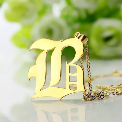 Custom Mens Initial Letter Charm Old English 18ct Gold Plated - Handmade By AOL Special