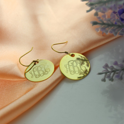 Disc Signet Monogram Earrings In Gold - Handmade By AOL Special