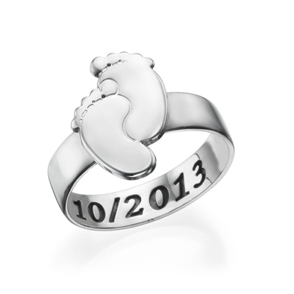 Engraved Baby Feet Ring - Handmade By AOL Special