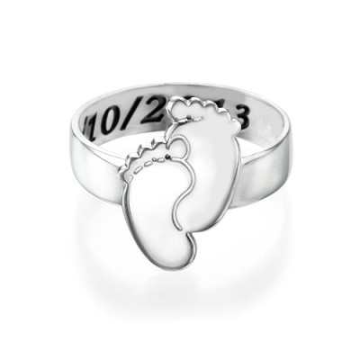 Engraved Baby Feet Ring - Handmade By AOL Special
