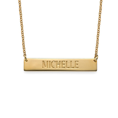 Engraved Bar Necklace in Gold Plating - Handmade By AOL Special