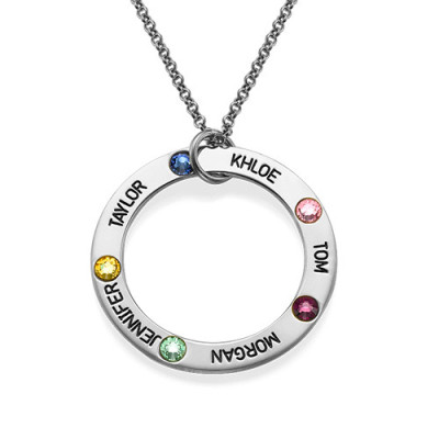 Engraved Birthstone Necklace for Mum - Handmade By AOL Special