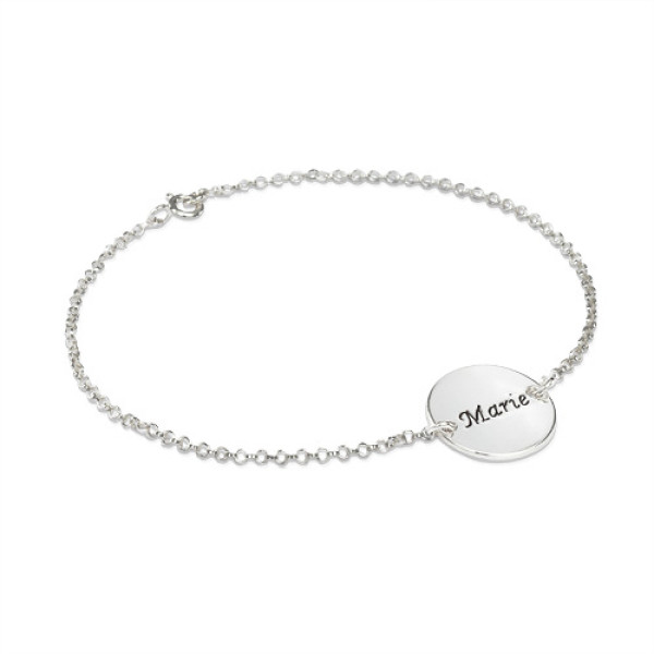 Engraved Disc Bracelet/Anklet In Sterling Silver - Handmade By AOL Special