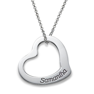 Engraved Floating Heart Necklace - Handmade By AOL Special