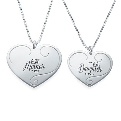 Engraved Heart Pendants - Mother Daughter Jewelry - Handmade By AOL Special