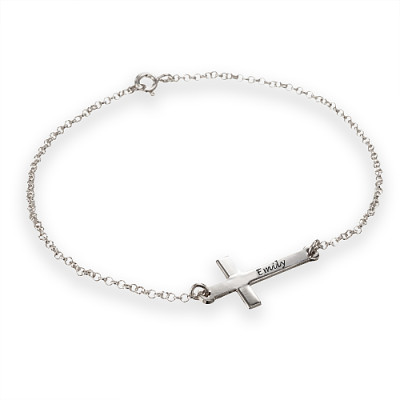 Engraved Side Cross Bracelet/Anklet - Handmade By AOL Special