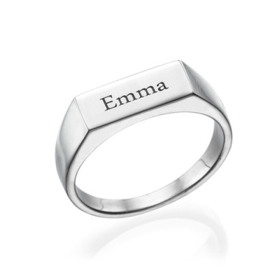 Engraved Signet Ring in Sterling Silver - Handmade By AOL Special