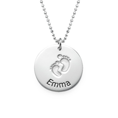 Engraved Silver Baby Steps Necklace - Handmade By AOL Special