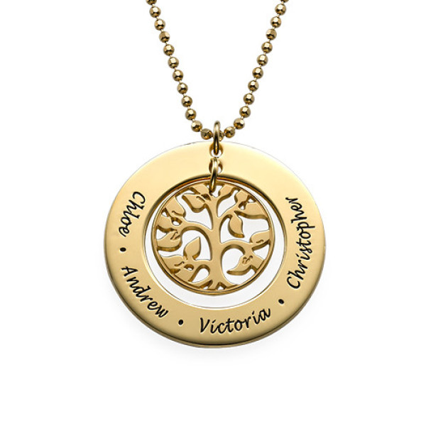 Present for Mum - Gold Plated Family Tree Necklace - Handmade By AOL Special