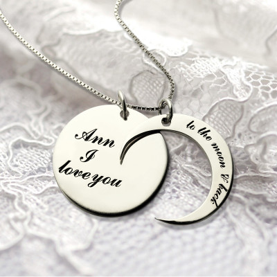 Personalized I Love You to the Moon and Back Love Necklace Sterling Silver - Handmade By AOL Special