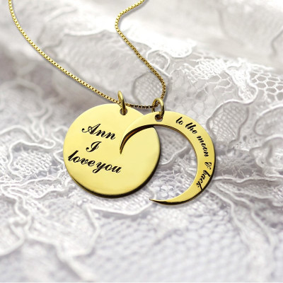 I Love You to The Moon and Back Love Necklace 18ct Gold Plated - Handmade By AOL Special