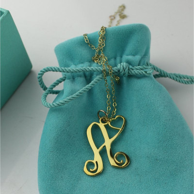 Single Letter Monogram With Heart Necklace In 18ct Gold Plated - Handmade By AOL Special