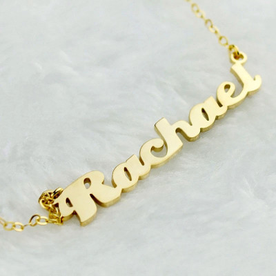 Personalized 18ct Gold Plated Silver Puff Font Name Necklace - Handmade By AOL Special