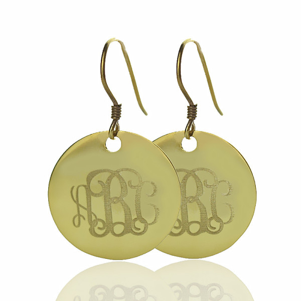 Disc Signet Monogram Earrings In Gold - Handmade By AOL Special