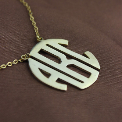 18ct Gold Plated Block Monogram Pendant Necklace - Handmade By AOL Special