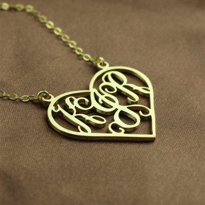 Cut Out Heart Monogram Necklace 18ct Gold Plated - Handmade By AOL Special
