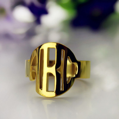 18ct Gold Plated Block Monogram Ring - Handmade By AOL Special