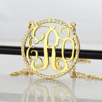 18ct Gold Plated Circle Birthstone Monogram Necklace - Handmade By AOL Special