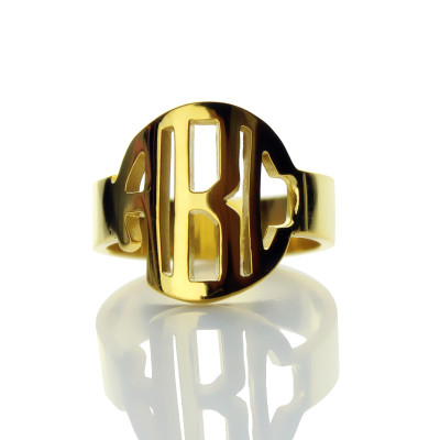 18ct Gold Plated Block Monogram Ring - Handmade By AOL Special