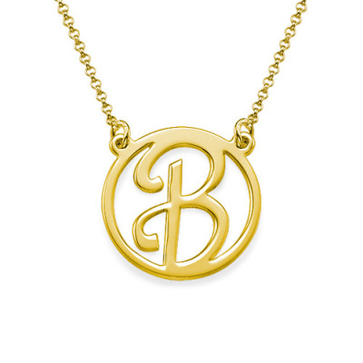 18k Gold Plated Cut Out Initial Necklace - Handmade By AOL Special