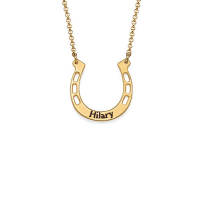 18ct Gold Plated Engraved Horseshoe Necklace - Handmade By AOL Special