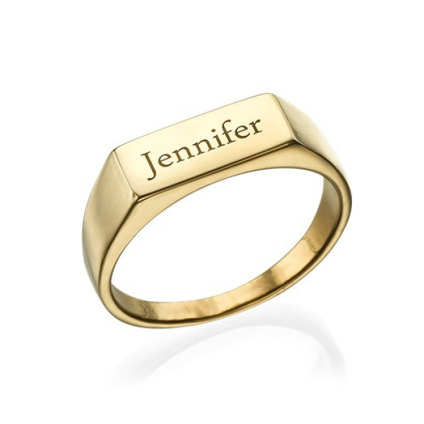 Gold Plated Engraved Signet Ring - Handmade By AOL Special