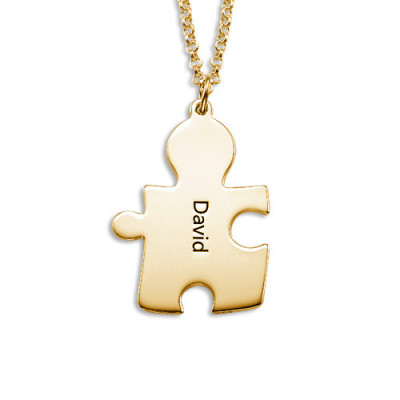 18CT Gold Plated Personalized Couple's Puzzle Necklace - Handmade By AOL Special