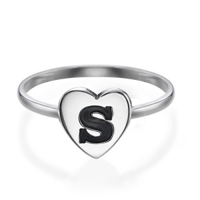 Heart Initial Ring in Sterling Silver - Handmade By AOL Special