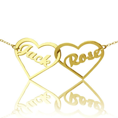 Double Heart Name Necklace 18ct Gold Plated - Handmade By AOL Special