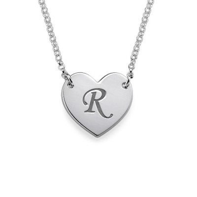 Heart Necklace with Initial Print Font - Handmade By AOL Special