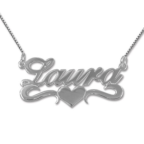 Silver Middle Heart Name Necklace - Handmade By AOL Special