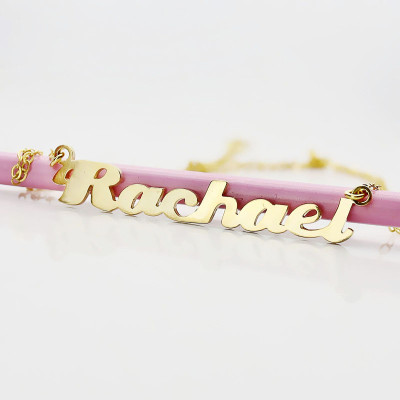 Personalized 18ct Solid Gold Puff Font Name Necklace - Handmade By AOL Special