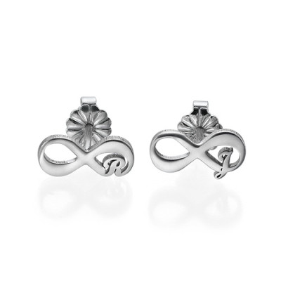 Infinity Stud Earrings with Initial - Handmade By AOL Special