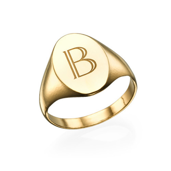 Initial Signet Ring - 18ct Gold Plated - Handmade By AOL Special