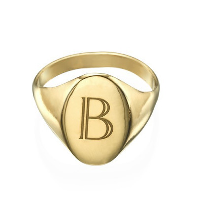 Initial Signet Ring - 18ct Gold Plated - Handmade By AOL Special
